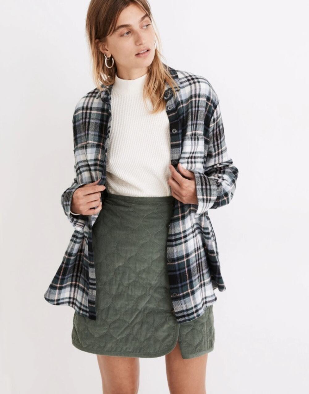 Madewell Flannel Sunday Shirt Cronston Plaid Soft Cozy Cotton Fall Green Size S